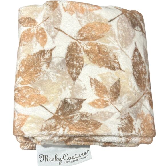 Minky Couture Plush Autumn Leaves Print Standard Size Pillowcase Soft - Picture 1 of 8